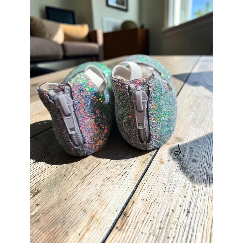 NEW Leather Toddler Size 4C Girl's Iridescent Glitter Ballerina Flats Shoes